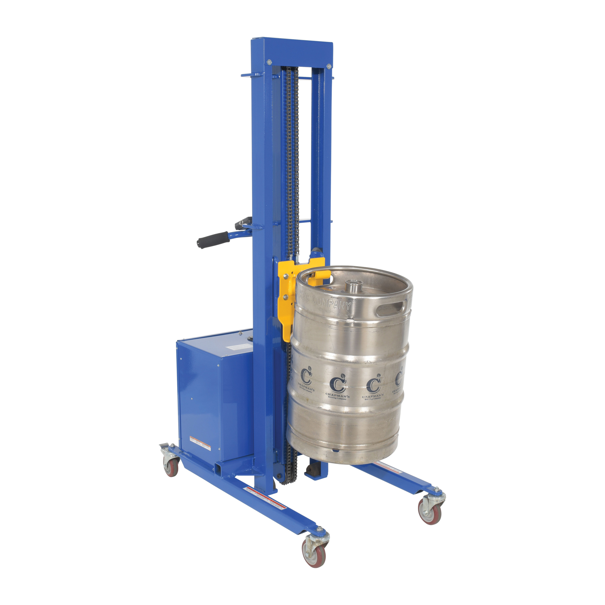 Vestil Steel Quick Lift DC Powered Keg Lift 57 In. Raised Height 400 Lb. Capacity